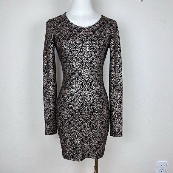 Lucca Couture Dress Womens Extra Small Mini Bodycon Metallic Party Cocktail - Picture 10 of 11